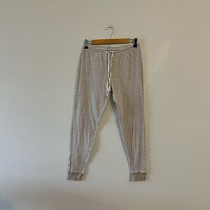 Poppy & Clay Pointelle Thermal Brown Striped Leggings Pajama Pants M Organic